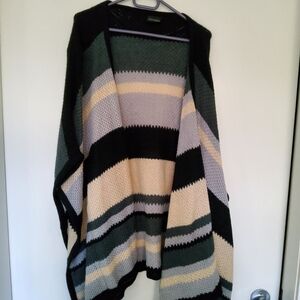 Elegant Striped Women's Poncho